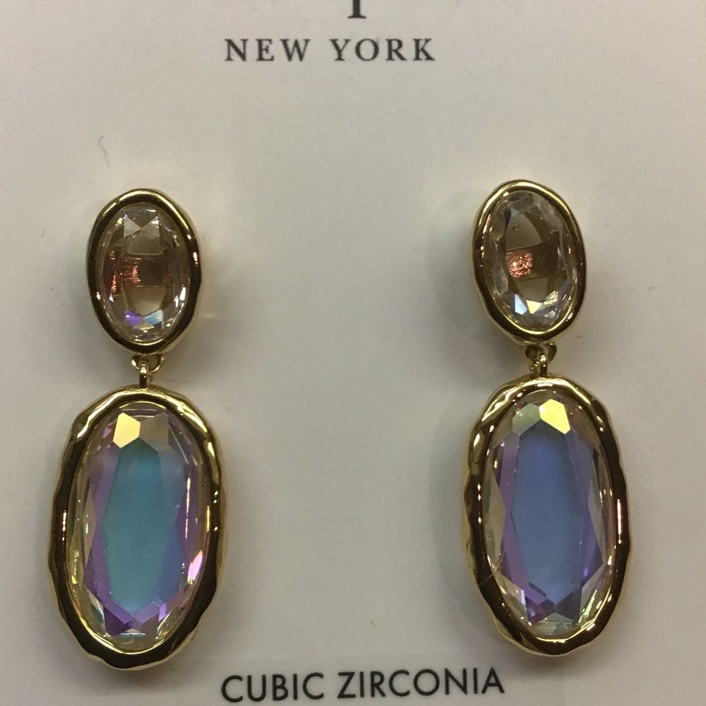 Kate Spade New Linear 2-Stone Oval Cubic Zirconia Earrings